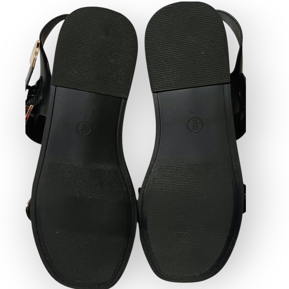 Universal Thread Black Sandals with Gold Buckles - Picture 7 of 8